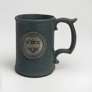 University of Pittsburgh Ceramic Pewter Style Speckled Blue Glaze Mug